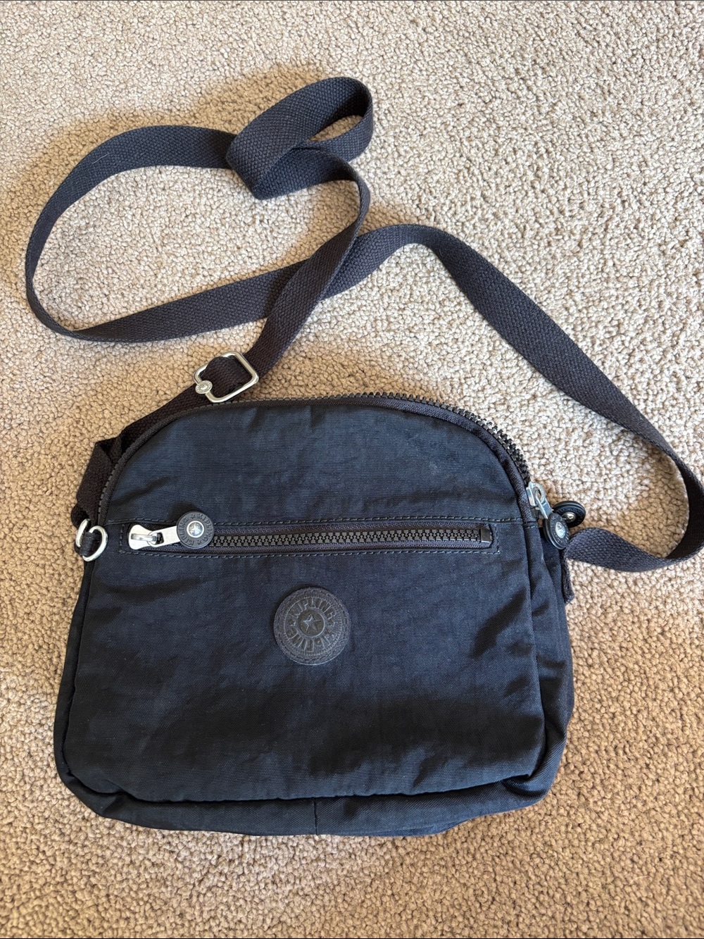 Kipling Keefe Black Crossbody Bag with Silver Hardware